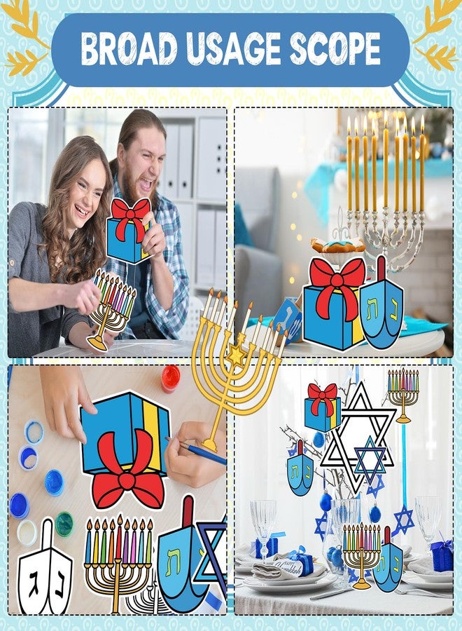 Moinchore 48 Pcs Hanukkah Crafts Color Your Own DIY Paper Star of David Menorah Dreidel Color Drawing DIY Craft Gifts for Men Women Holiday Hanukkah Birthday Painting Activities Party Favors Supplies - Image 5